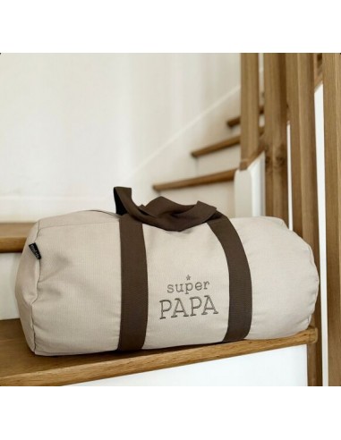 Sac polochon - "Super papa" Taupe